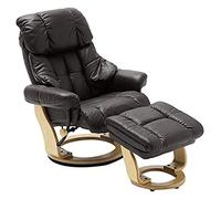 Robas Lund, Sessel, Relaxsessel, Calgary, mit Hocker, Leder/ braun, 90 x 91-122 x 89- 104 cm, 64023BN5