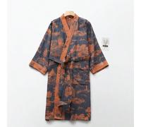 Robe à manches longues pour hommes, en tissu jacquard doux en coton, avec une large ceinture de taille. Vêtement de nuit léger de style chinois pour le printemps et l'été XL,M[110-145 chats],L [145-18