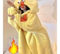 Robe de chambre à capuche en velours pour femmes, en tissu velours/polaire corail, motif animal de dessin animé mignon, polyester doux, vêtement de nuit minimaliste, confortable et respirant, adapté p