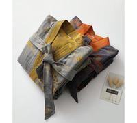 Robe de chambre à manches longues pour hommes, peignoir en jacquard léger avec ceinture, style chinois élégant pour le printemps et l'été XL,M[110-145 chats],L [145-180 chats]Coutume populaireCoton