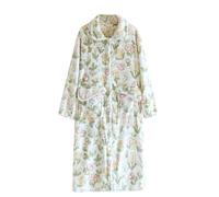 Robe De Chambre Femme Polaire Peignoir Robes Chic Jupe Long Chaud Zippée Fermeture Eclair Chaude avec Boutons Courte Bain Eponge Longue Coton