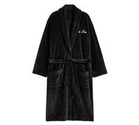 THE CONCEPT FACTORY - TX0334, Peignoir Polaire Homme Confort Optimal, Élégance et Polyvalence, Conçu pour Détente et Spa, Taille Ajustable, Noir, Taille 130-140 cm, Couleur Noir