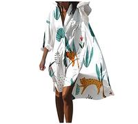 Robe de plage pour femme - Longue - Boho - Blanc - Robe d'été - Tunique de plage - Paréo - Robe de plage - Manteau de plage - Robe d'été - Légère - Manches courtes - Poncho de plage - Fin - Veste de