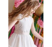 Robe fille noël à sequins et tulle écru 8A