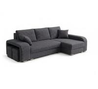 Robin Inspire Canapé d’Angle Convertible en L avec coffres de Rangement - Canapé-lit 245 cm - 2 poufs - Tissu Golden - Angle Droit - Gris foncé York