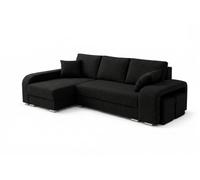 Robin Inspire Canapé d’Angle Convertible en L avec coffres de Rangement - Canapé-lit 245 cm - 2 poufs - Tissu Golden - Angle Gauche - Noir York