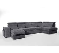 Robin Inspire Canapé d'angle Convertible avec Fonction Lit - en Forme de U Droite - 7 Appuie-Têtes 2 Coffres de Rangement 2 Poufs - Moderne Confortable - Milan - 392x180x169 cm - Anthracite