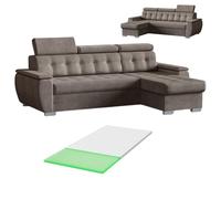 Robin Inspire Canapé d'angle Convertible en Forme De L Universel Gauche Ou Droite Canapé Lit avec Surmatelas Coffre De Lit Easy Clean Marron 240 x 165 x 87 cm Tosaro