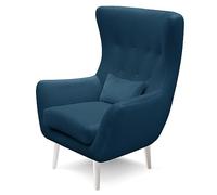 Robin Inspire Luis Fauteuil à Oreilles Relax Bleu Marine, Pieds Blancs