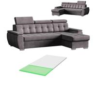 Robin Inspire Tosaro Canapé d'angle convertible L avec surmatelas Graphite | Canapé-lit avec coffre et surmatelas mousse 4 cm, tissu Easy Clean, angle réversible