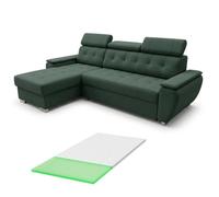 Robin Inspire Tosaro Canapé-lit convertible avec surmatelas Vert bouteille | Canapé-lit avec coffre et surmatelas mousse 4 cm, tissu Aston, angle réversible