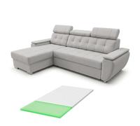 Robin Inspire Tosaro Canapé-lit convertible L avec surmatelas Argent | Canapé-lit avec coffre et surmatelas mousse 4 cm, tissu Aston, angle réversible