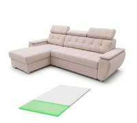 Robin Inspire Tosaro Canapé-lit convertible L avec surmatelas Crème | Canapé-lit avec coffre et surmatelas mousse 4 cm, tissu Aston, angle réversible