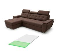 Robin Inspire Tosaro Canapé-lit convertible L avec surmatelas Marron | Canapé-lit avec coffre et surmatelas mousse 4 cm, tissu Aston, angle réversible