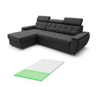 Robin Inspire Tosaro Canapé-lit convertible L avec surmatelas Noir | Canapé-lit avec coffre et surmatelas mousse 4 cm, tissu Aston, angle réversible
