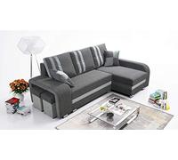 Robin Inspire York Canapé d’Angle Convertible Gris foncé Gris Droit | Canapé-lit 245 cm avec rangement, 2 poufs, couchage 200x165 cm et assise confortable