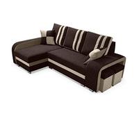 Robin Inspire York Canapé d’Angle Convertible Marron Beige | Canapé-lit 245 cm avec rangement intégré, 2 poufs, couchage 200x165 cm et tissu Baltic élégant