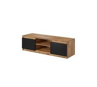 Robin - meuble TV - 120 cm - style industriel - Noir / Bois