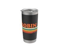 ROBIN Rétro Prénom Personnalisé Vintage Rayures Gobelet isotherme en acier inoxydable double paroi