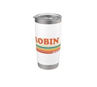 ROBIN Rétro Prénom Personnalisé Vintage Rayures Gobelet isotherme en acier inoxydable double paroi
