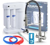 Robinet 3 voies de cuisine Aquaphor Morion avec douchette extractible, bec pivotant, inox, pour osmoseur et eau filtrée