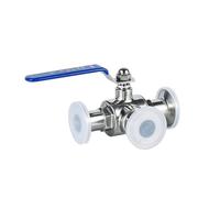 Robinet à bille 3 voies en acier inoxydable, 3/4 "1" 1-1/4 "1-1/2" 2 ", pince main sanitaire de type T et L ouverture rapide, 1 pièce(L Type,DN40)