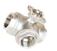 Robinet à bille à trois voies en acier inoxydable SS304, type T/L, for applications d'eau, de pétrole et de gaz(1-1/2in TType)