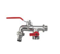 Robinet à bille AquaCraft 1/2 pouce 1001000131, poignée en acier rouge, embout de tuyau, système à raccord rapide + mini-vanne d'arrêt