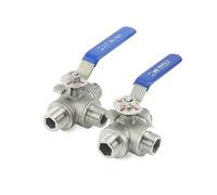 Robinet à bille trois voies en acier inoxydable 1/2, filetage mâle 3/4 ", 304", Port L/T DN15/DN20/DN25 for eau, huile, Air et gaz