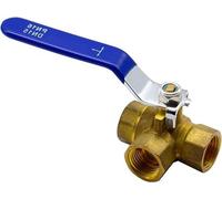 Robinet à boisseau sphérique à 3 voies DN15, filetage femelle 1/2", distributeur pour robinets – robinet d'arrêt en laiton – adapté à l'eau, à l'huile et à l'air – haute qualité