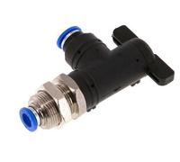 robinet à boisseau sphérique coudé à 2 voies 6 mm Bulkhead en plastique/laiton