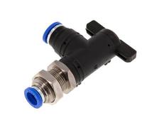 Robinet à boisseau sphérique coudé à 2 voies Bulkhead 8 mm en plastique/laiton