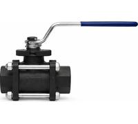 Robinet à boisseau sphérique en acier au carbone Valpres, 3 pièces, 1" PN14/40, étanche à la vapeur, max. 198 °C, acier DG, manchon, 1 pièce.