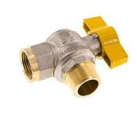 Robinet à boisseau sphérique en laiton à angle droit, à 2 voies, pour gaz, de 3/4 pouce, mâle à femelle R/Rp