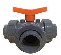 Robinet à Boisseau Sphérique en PVC 3 Voies - Alésage en T DN 20 mm - 63 mm + Filetage Intérieur 1 1/2" - Sanitaire pour Piscine et Bassin