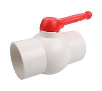 Robinet à boisseau sphérique en PVC avec poignée en T rouge, raccord soudé à extrémité plate épaisse pour tuyaux d'eau, aquariums et applications de plomberie domestique, 6,3 cm (110 pvc-10,2 cm)