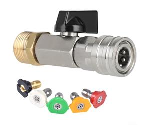 Robinet à boisseau sphérique et buse en acier inoxydable pour nettoyeur haute pression, interface 22/14 avec 5 embouts de couleur, qualité industrielle pour lavage de voiture