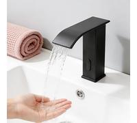 Robinet à capteur infrarouge noir pour salle de bain et cuisine - En acier inoxydable - Robinet de salle de bain infrarouge automatique pour maisons, restaurants, centres commerciaux