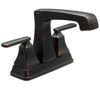 Robinet à deux poignées, modèle centré, finition bronze vénitien, avec mécanisme de vidange intégré