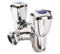 Robinet à double sortie, entrée 1/2", sorties 3/4", en laiton chromé