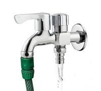 Robinet à Double Sortie pour Lave-Linge et Lave-Vaisselle. Robinet avec Deux Becs de ¾" pour le Jardin et l'Irrigation. Robinet en Métal à Double Valve avec Adaptateurs de Tuyau.