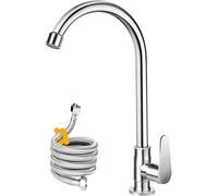 Robinet à eau froide Ibenzoa® en nickel brossé – acier inoxydable sans plomb, bec en arc de cercle rotatif à 360°, disque en céramique, aérateur économiseur d'eau, tige de raccordement prolongée de 6