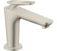 Robinet à levier unique AXOR Citterio C, modèle 90, avec technologie CoolStart, pour lavabo, et bonde - Design cubique, aspect acier inoxydable