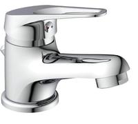 Robinet à levier unique pour lavabo Unyqoos® Speed, chromé – Bec de robinet de 95 mm, portée d'environ 93 mm, dimensions 49×95×129 mm, inclut un siphon et 2 flexibles de 350 mm