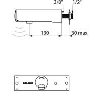 Robinet à membrane Delabie TEMPOMATIC 4 WT, raccordement G1/2B, batterie 6V intégrée, longueur 130 mm
