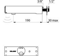 Robinet à membrane Delabie TEMPOMATIC 4 WT, raccordement G1/2B, batterie 6V intégrée, longueur 190 mm