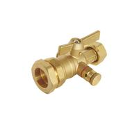 SOMATHERM FOR YOU, Robinet d'arrêt à purge droit en laiton pour compteur, entrée tube PE Ø32mm, sortie écrou tournant 3/4", manette papillon, double joint torique, norme ACS