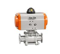 Robinet à tournant sphérique à pince pneumatique, trois pièces, en acier inoxydable, Double effet Q611F-16P, robinets à tournant sphérique pneumatiques à montage rapide(1")