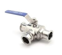 Robinet à tournant sphérique en acier inoxydable 304, type virole trois pinces 3 voies(Type,38mm)
