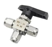Robinet à tournant sphérique en T à 3 voies à compression en acier inoxydable 1/8'' 1/4'' 3/8'' 1/2'' (Size : 12mm)